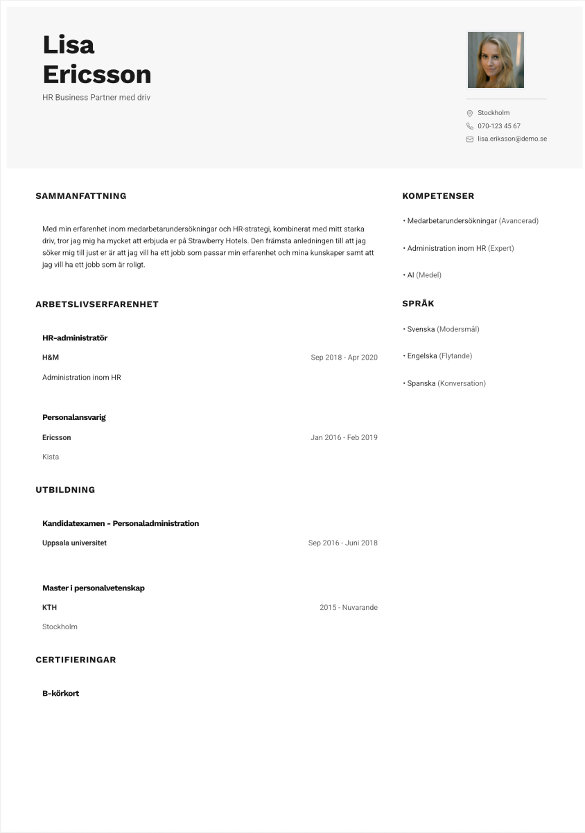 CV-mall Ljus